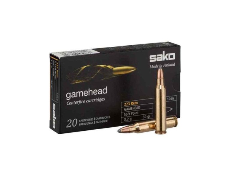 NEW SAKO 223 REM 50GRAIN GAMEHEAD 